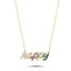 Trendy Colorful Zirconia Motto Happy Necklace  925 Crt Sterling Silver Gold Plated Handcraft Wholesale Turkish Jewelry