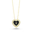 Trendy Black Enamel Heart Lock Necklace 925 Crt Sterling Silver Gold Plated Handcraft Wholesale Turkish Jewelry