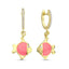Trendy Pink Enamel Fish Earring 925 Crt Sterling Silver Gold Plated Handcraft Wholesale Turkish Jewelry