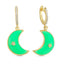 Trendy Green Enamel Moon Zirconia Hoop Earring 925 Crt Sterling Silver Gold Plated Handcraft Wholesale Turkish Jewelry