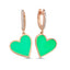 Trendy Green Enamel Heart Zirconia Hoop Earring 925 Crt Sterling Silver Gold Plated Handcraft Wholesale Turkish Jewelry