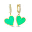 Trendy Green Enamel Heart Zirconia Hoop Earring 925 Crt Sterling Silver Gold Plated Handcraft Wholesale Turkish Jewelry