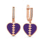 Trendy Purple Enamel Heart Earring 925 Crt Sterling Silver Gold Plated Handcraft Wholesale Turkish Jewelry