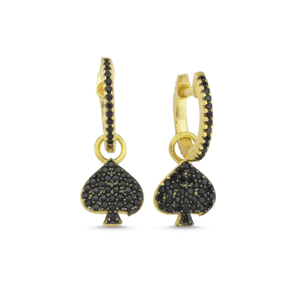 Trendy Black Zirconia Pikes Earring 925 Crt Sterling Silver Gold Plated Handcraft Wholesale Turkish Jewelry