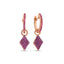Trendy Pink Zirconia Tiles Hoop Earring  925 Crt Sterling Silver Gold Plated Handcraft Wholesale Turkish Jewelry
