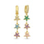 Trendy Colorful Zirconia Hanging Three Star Earring 925 Crt Sterling Silver Gold Plated Handcraft Wholesale Turkish Jewelry