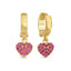 Trendy Ruby Zirconia Heart Earring 925 Crt Sterling Silver Gold Plated Handcraft Wholesale Turkish Jewelry