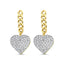 Trendy Gourmet Chain Zirconia Hanging Heart Earring  925 Crt Sterling Silver Gold Plated Handcraft Wholesale Turkish Jewelry
