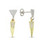 Trendy Zirconia Triangle Hanging Bullet Earring 925 Crt Sterling Silver Gold Plated Handcraft Wholesale Turkish Jewelry