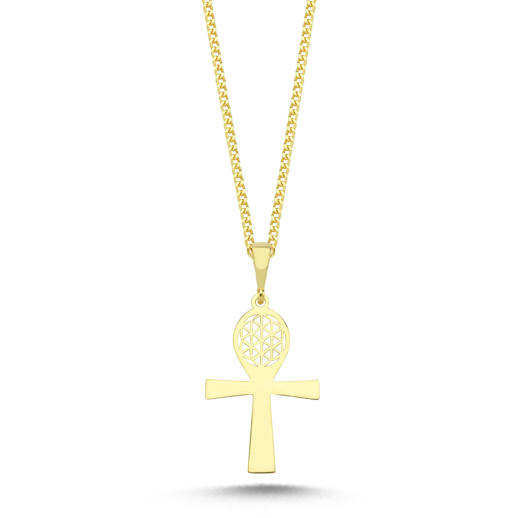 Trendy Antique Item Ankh Necklace 925 Sterling Silver Gold Plated Handcraft Wholesale Turkish Jewelry