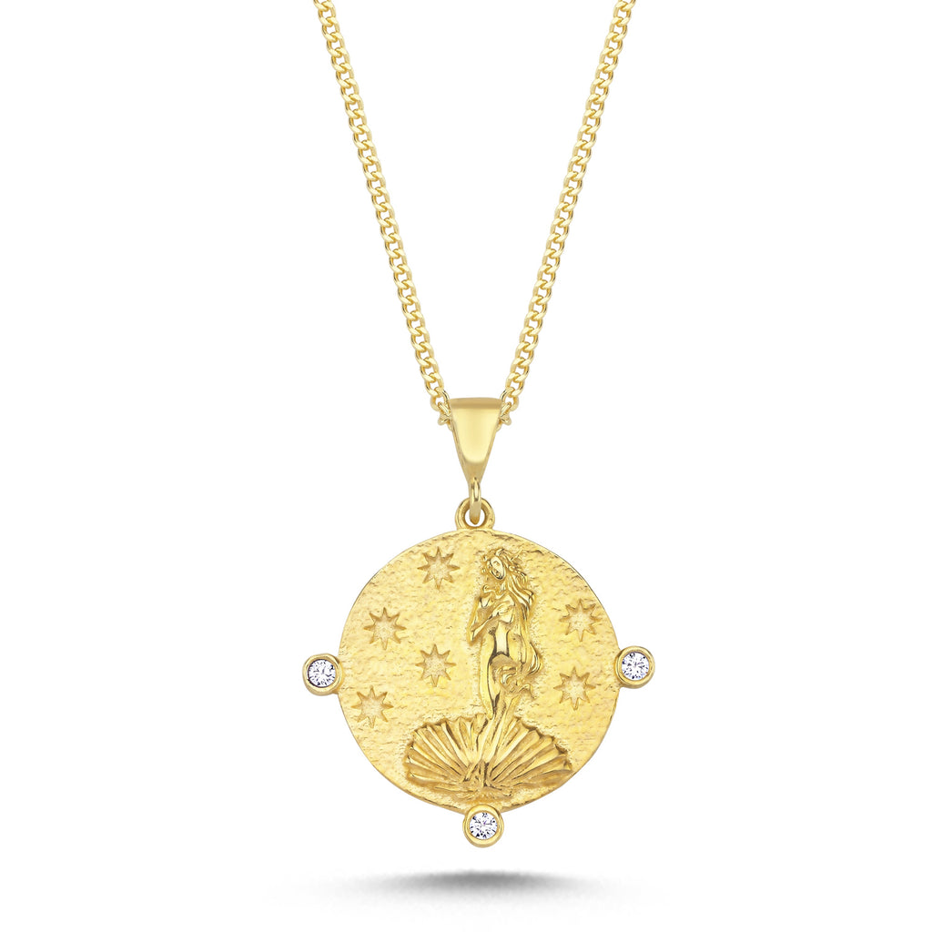 Trendy Zirconia Antique Coin Necklace 925 Sterling Silver Gold Plated Handcraft Wholesale Turkish Jewelry