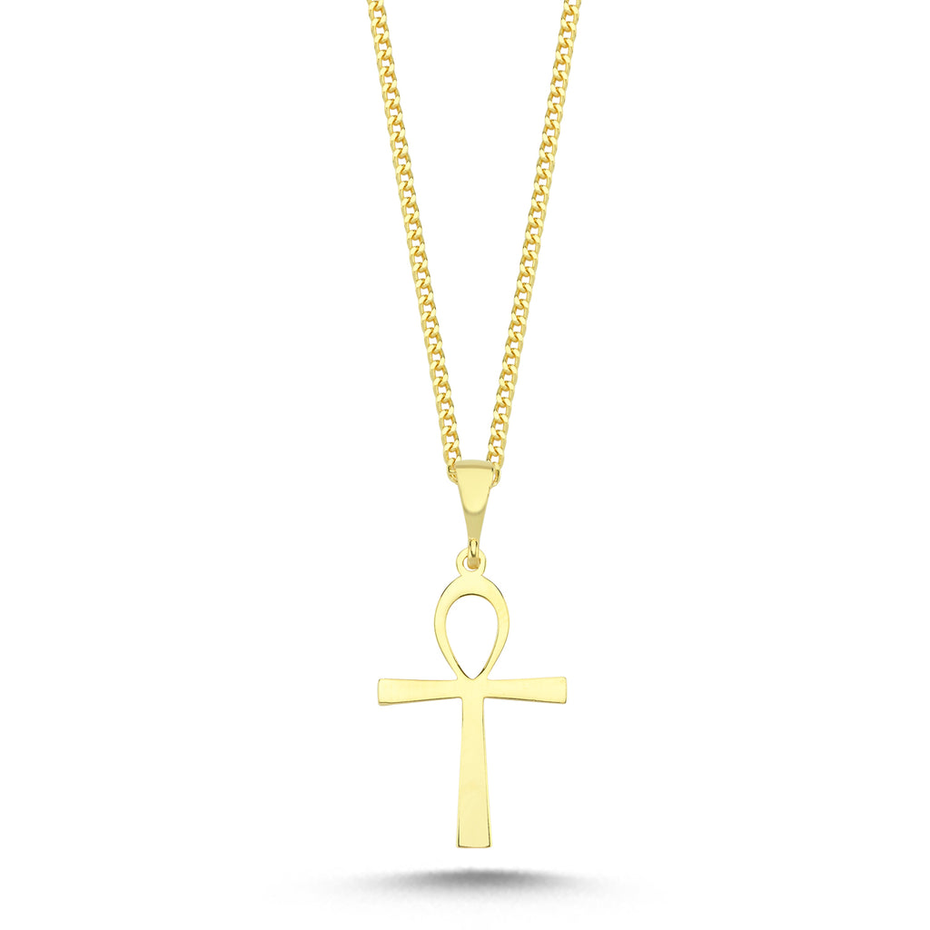 Trendy Antique Item Ankh Necklace 925 Sterling Silver Gold Plated Handcraft Wholesale Turkish Jewelry