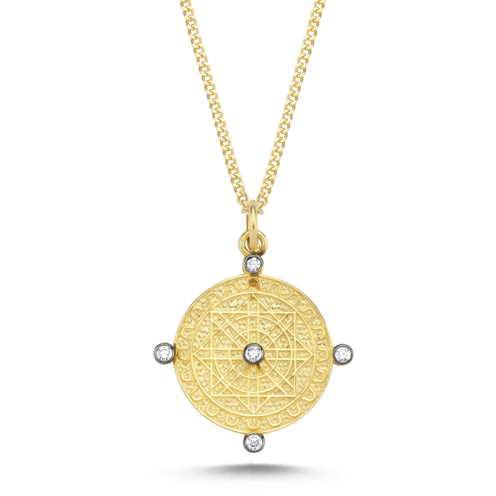 Gourmet Chain Zirconia Antique Coin Necklace 925 Sterling Silver Gold Plated Handcraft Wholesale Turkish Jewelry