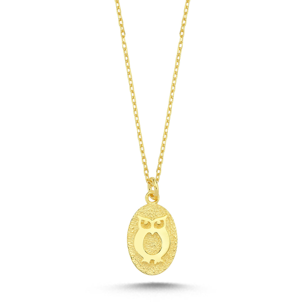 Trendy Antique Owl Coin Necklace 925 Sterling Silver Gold Plated Handcraft Wholesale Turkish Jewelry