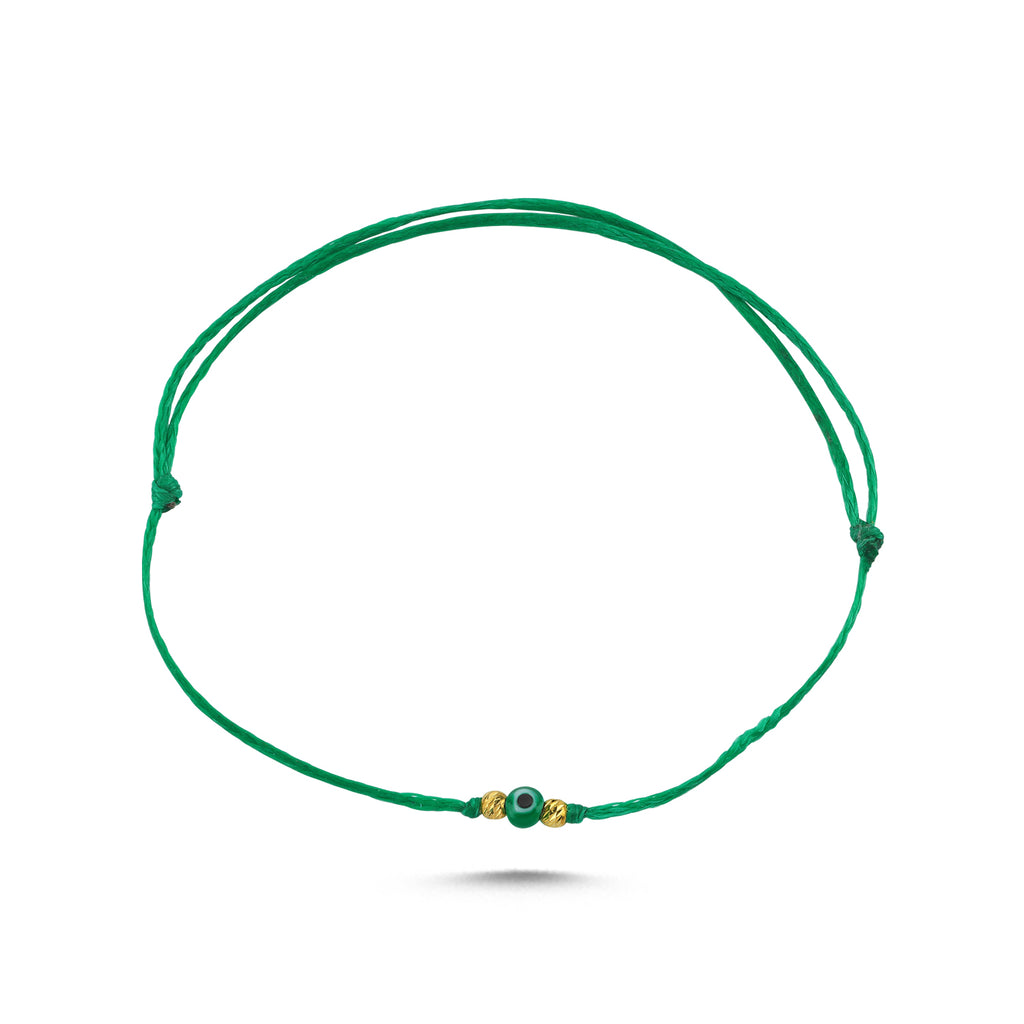 Trendy Green Rope Green Evileye Bracelet 925 Crt Sterling Silver Gold Plated Handcraft Wholesale Turkish Jewelry