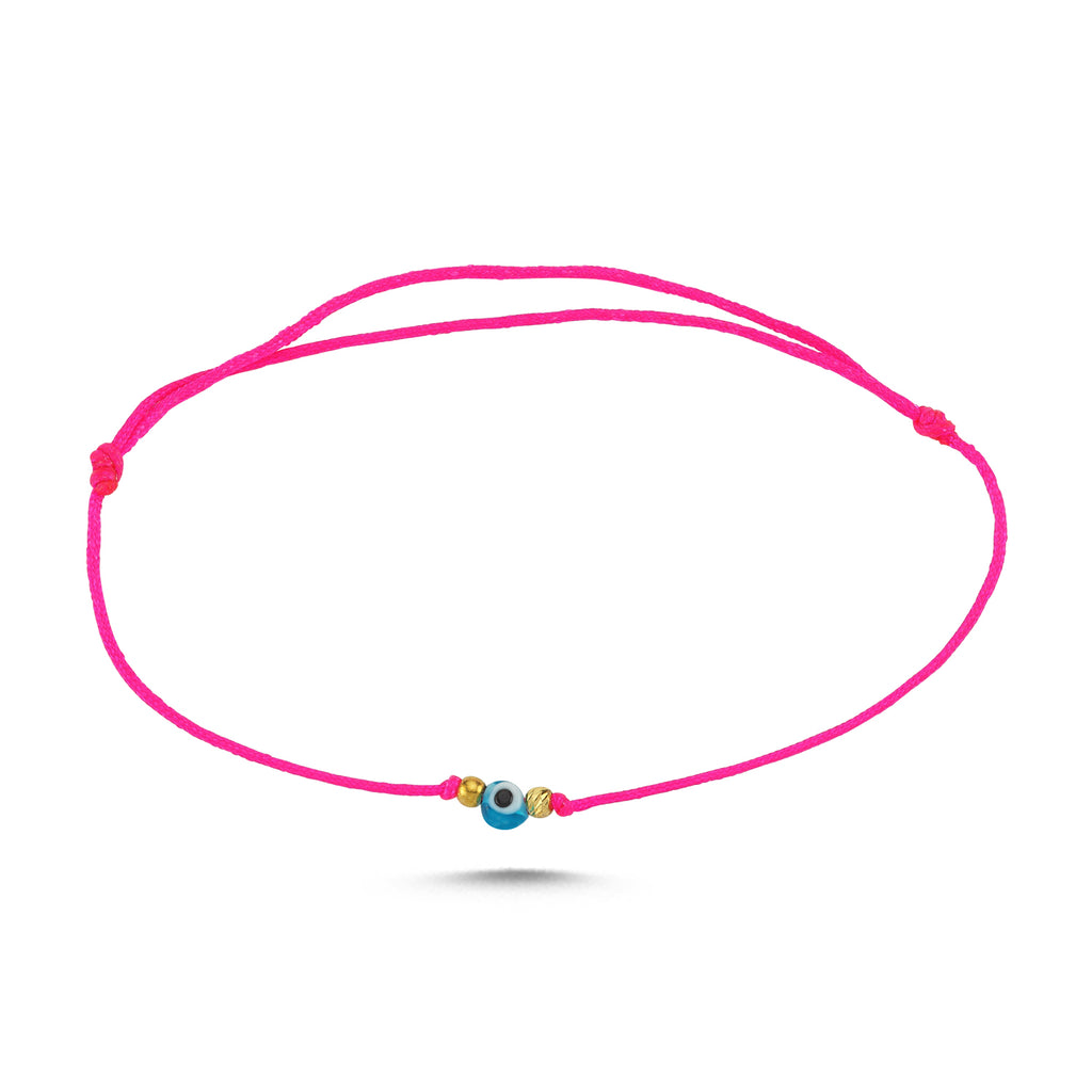 Trendy Pink Rope Turquoise Evileye Bracelet 925 Crt Sterling Silver Gold Plated Handcraft Wholesale Turkish Jewelry