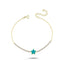 Trendy Tennis Chain Blue Enamel Star Anklet 925 Crt Sterling Silver Gold Plated Handcraft Wholesale Turkish Jewelry