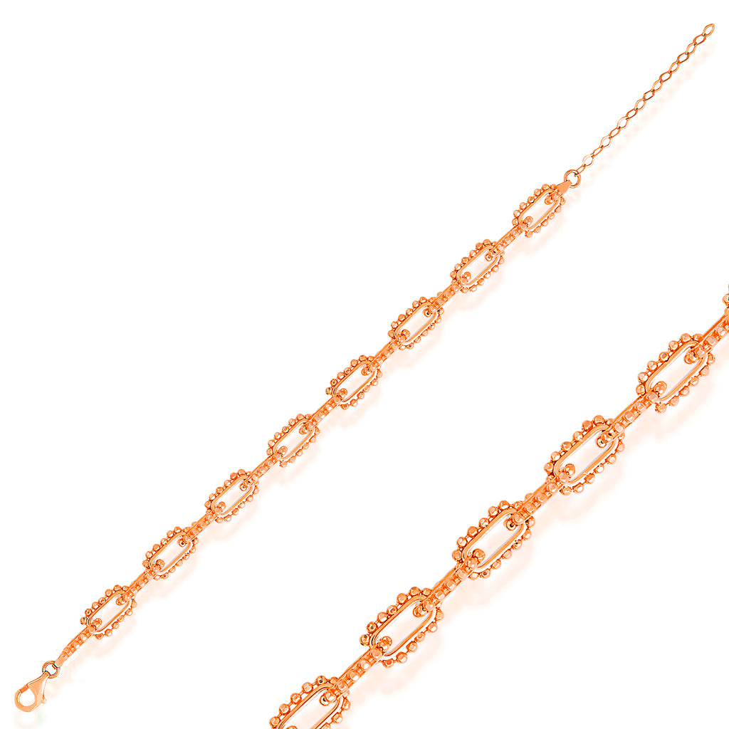 Gold Mini Ball Paperclip Chain Gold Plated Trendy Bracelet Wholesale 925 Crt Sterling Silver  Turkish Jewelry