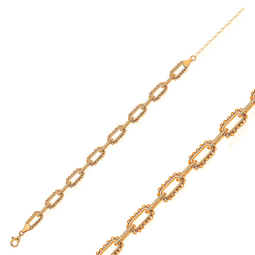 Mini Ball Paperclip Chain Gold Plated Trendy Bracelet Wholesale 925 Crt Sterling Silver  Turkish Jewelry
