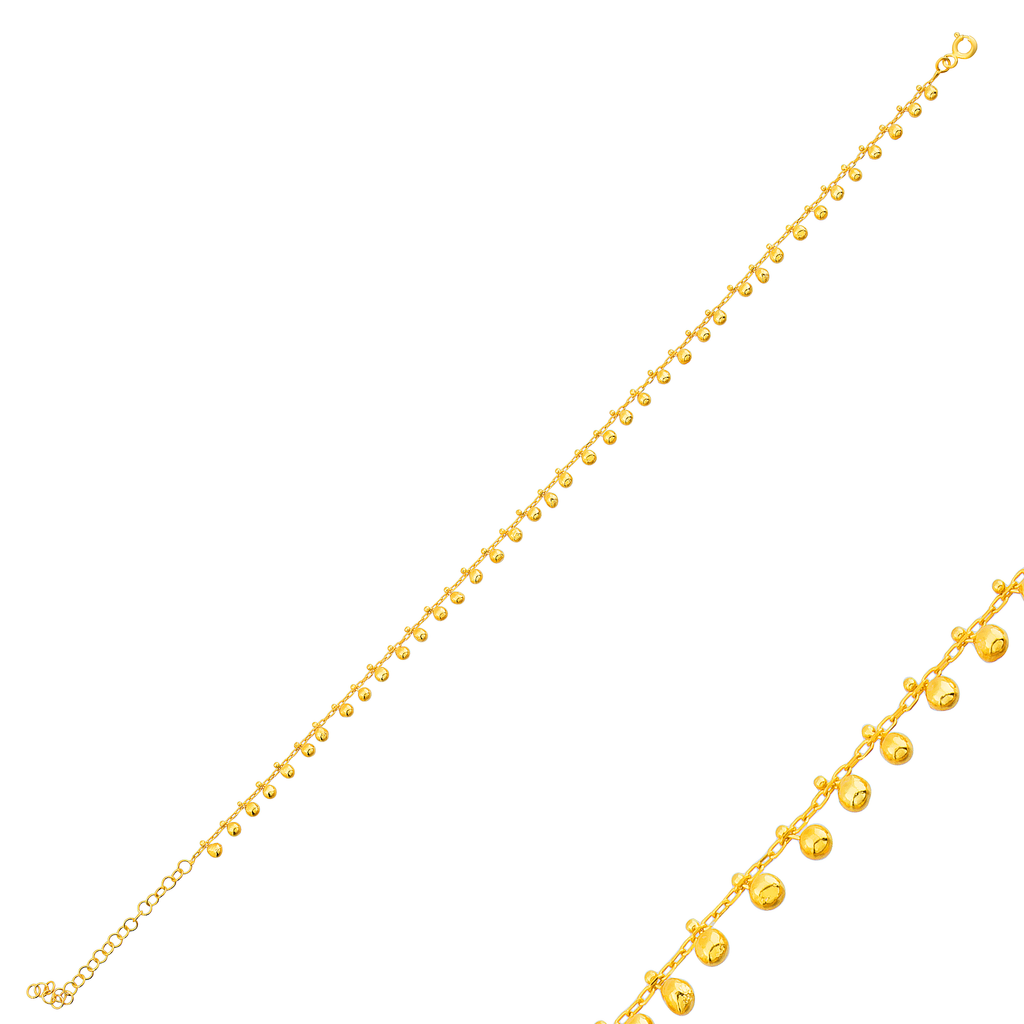 Mini Ball Hanging Gold Plated Bracelet Wholesale 925 Crt Sterling Silver Turkish Jewelry