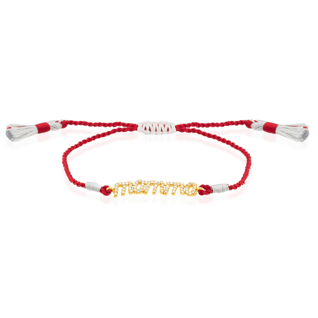 Mamma Motto Gold Plated Fashionable Red Macrame Summer Bracelet Wholesale 925 Crt Sterling Silver  Turkish Jewelry