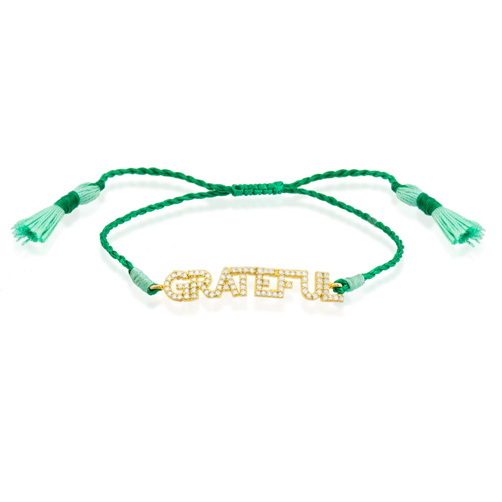 Best Price Best Quailty Grateful Motto Gold Plated Fashionable Green Macrame Summer Bracelet Wholesale 925 Crt Sterling Silver   Turkish Jewelry