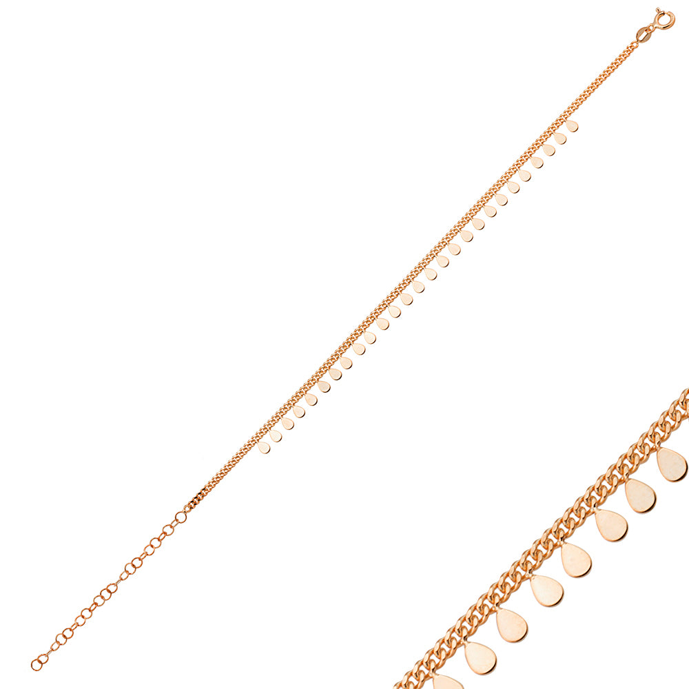925 Sterling Silver Gold Plated Plain Mini Drop Bracelet Wholesale Turkish Jewelry