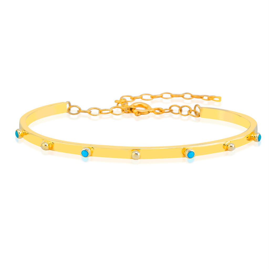 Best Price Gold Plated Turquoise Balls Adjustable Bangle Fashionable Summer Bracelet Wholesale 925 Crt Sterling Silver  Turkish Jewelry