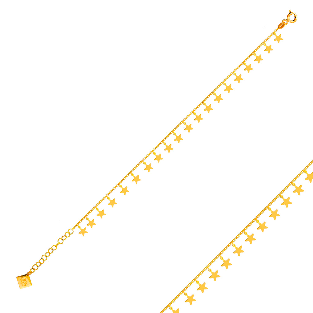 Hanging Mini Stars Gold Plated Bracelet Wholesale 925 Crt Sterling Silver   Turkish Jewelry