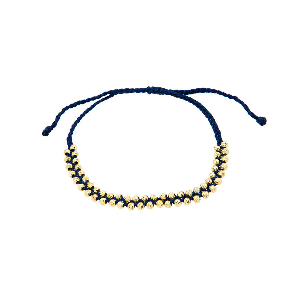 Laser Silver Bead Dark Blue Macrame Adjustable Bracelet 925 Crt Wholesale Turkish Silver Jewelry