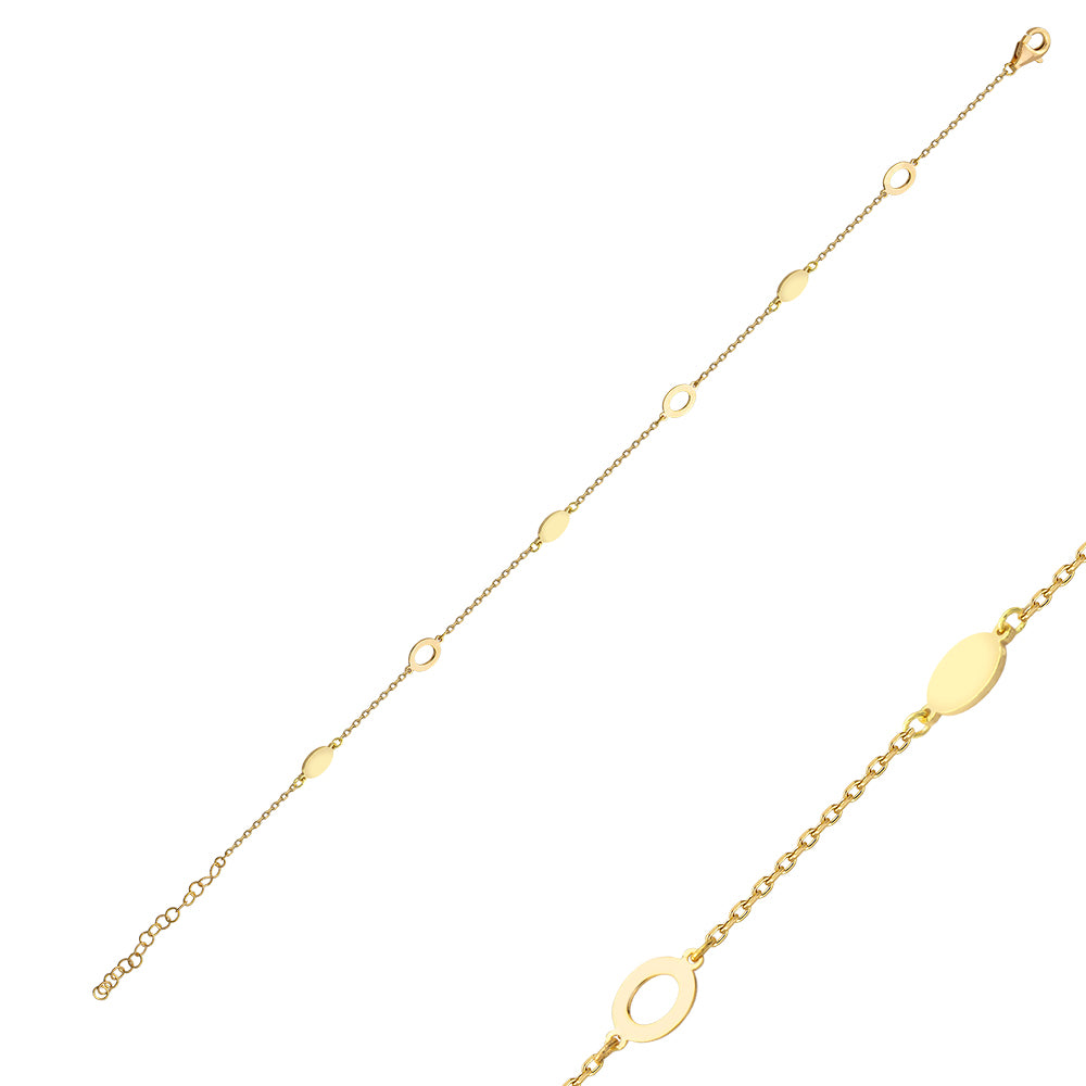 Initial bracelet in gold - Plain chain - Bass Jewellery