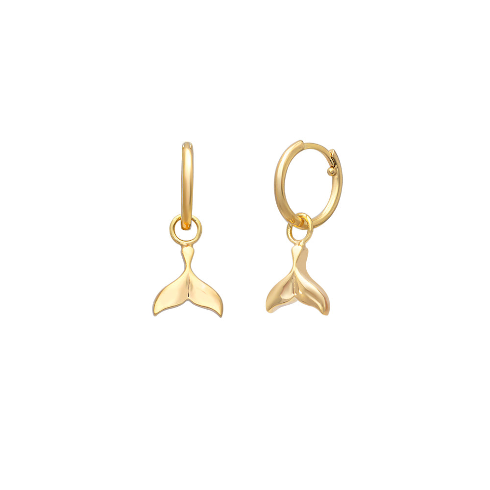 925 Crt Sterling Silver Best Price Best Quailty Handcraft Gold Plated  Hanging Whale tail Hoop Earring Wholesale Turkish Jewelry