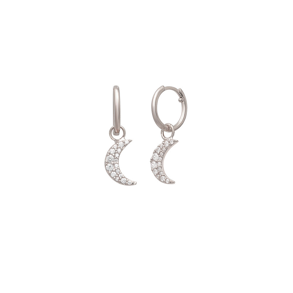 925 Crt Sterling Silver Best Price Best Quailty Handcraft Gold Plated Hanging Big Moon Small Moon Hoop Earring Wholesale Turkish Jewelry