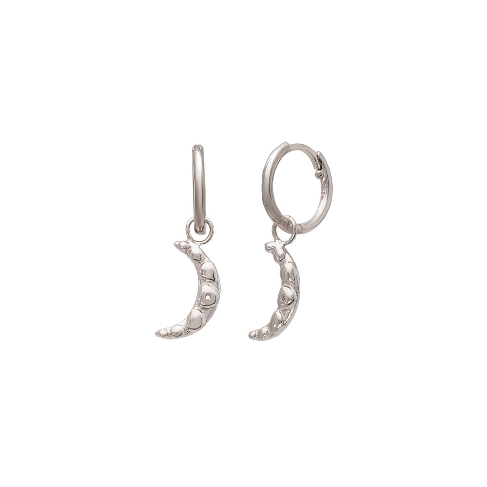 925 Crt Sterling Silver Best Price Best Quailty Handcraft Gold Plated  White Zirconia Hanging Moon Hoop Earring Wholesale Turkish