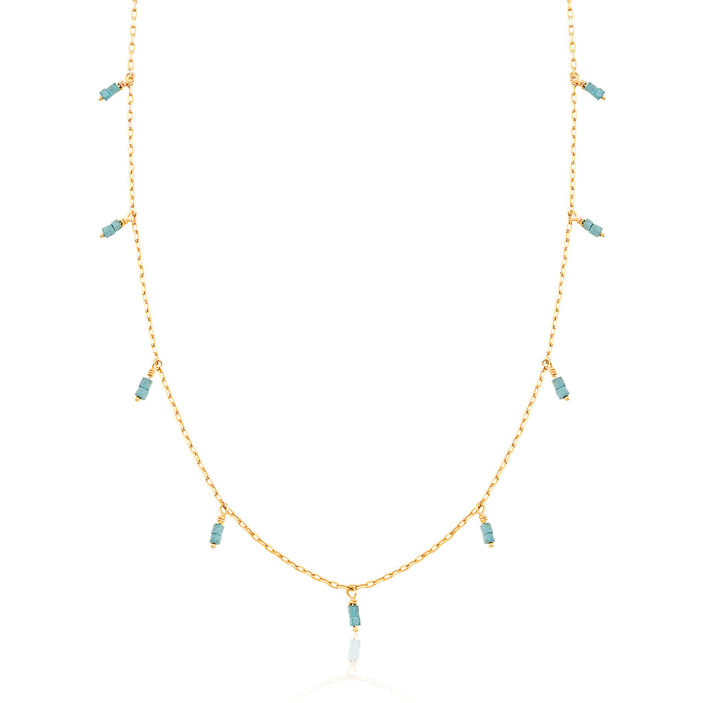 Hanging Turquoise Beads Gold Plated Necklace Wholesale 925 Crt Sterling Silver Turkish Jewelry