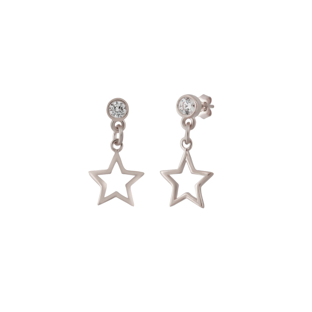 Gold Plated Zirconia  Hanging Norhtstar Earring 925 Crt Sterling Silver Wholesale Turkish Jewelry