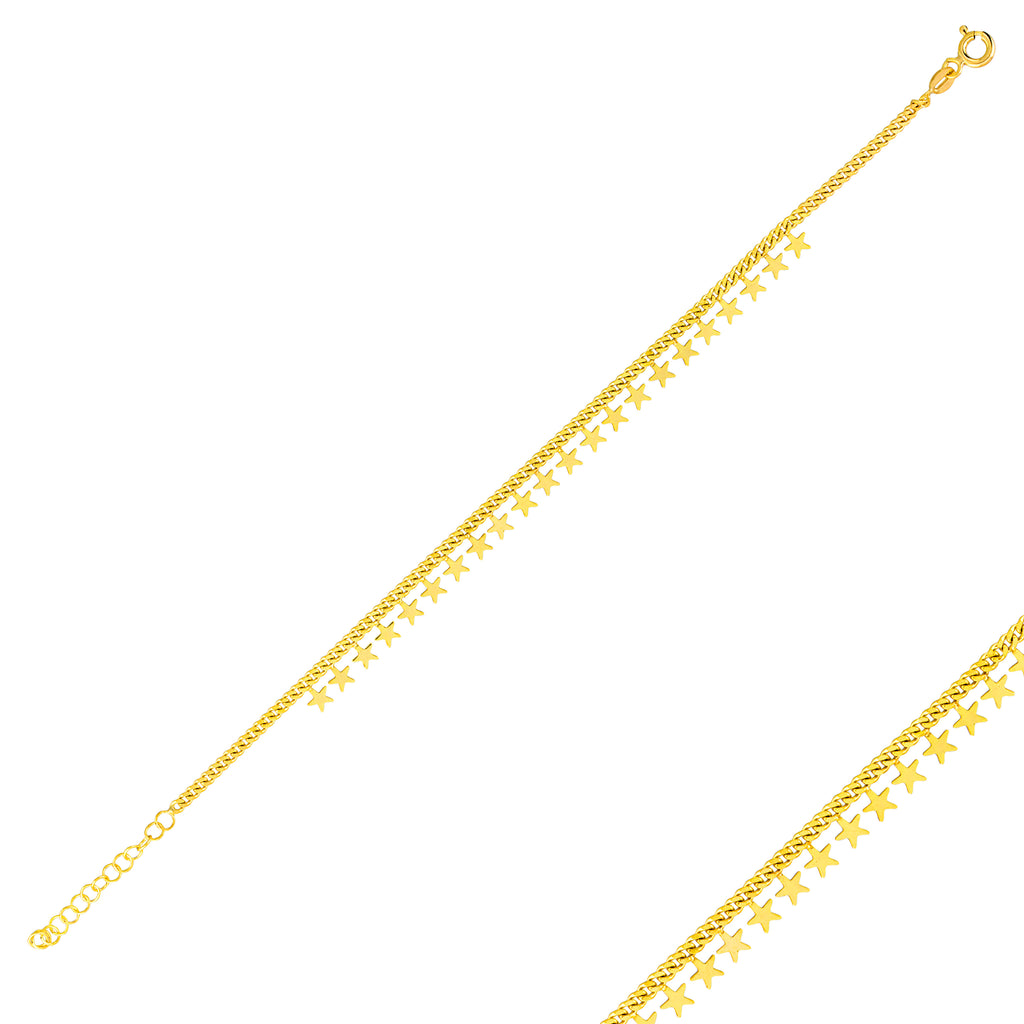 Hanging Star Gold Plated Bracelet Wholesale 925 Crt Sterling Silver  Turkish Jewelry