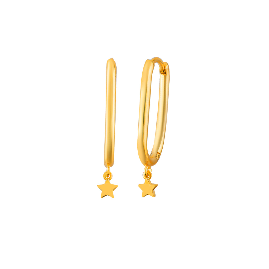 Gold Plated Hanging Star Link Earring  925 Crt Sterling Silver Wholesale  Turkish Jewelry