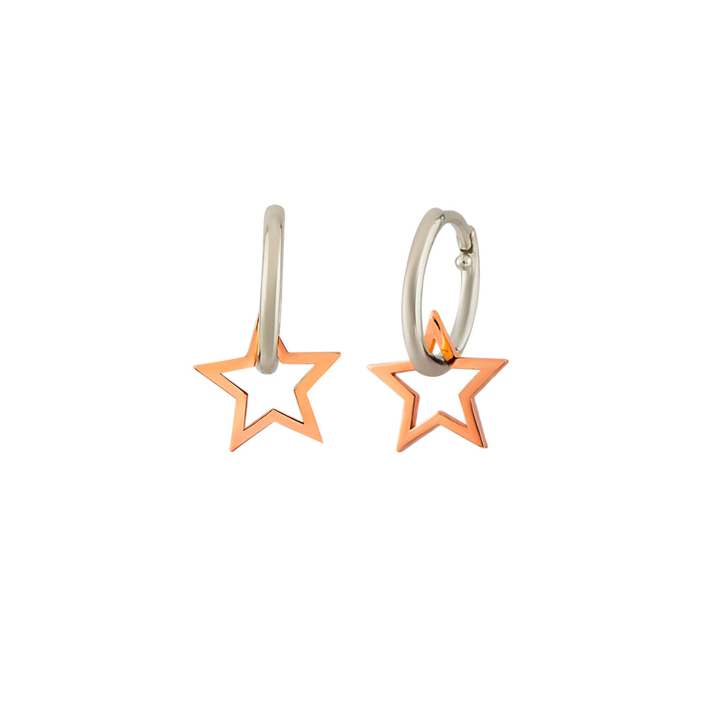 Gold Plated Hanging Star Hoop Earring 925 Crt Sterling Silver     Wholesale Turkish Jewelry