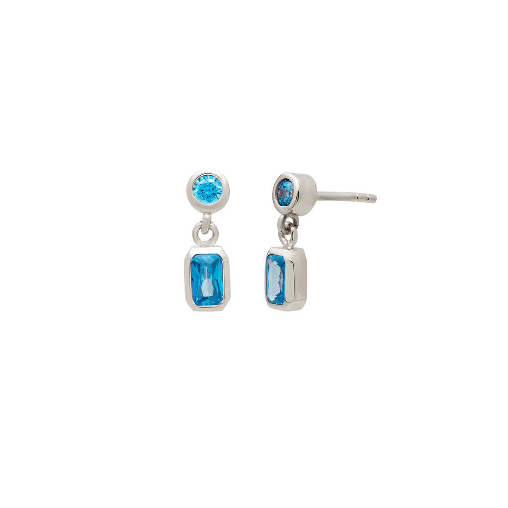 925 Crt Sterling Silver Best Price Best Quailty Handcraft Aquamarin Baquette Hanging Stone Hope Earring Wholesale Turkish Jewelry