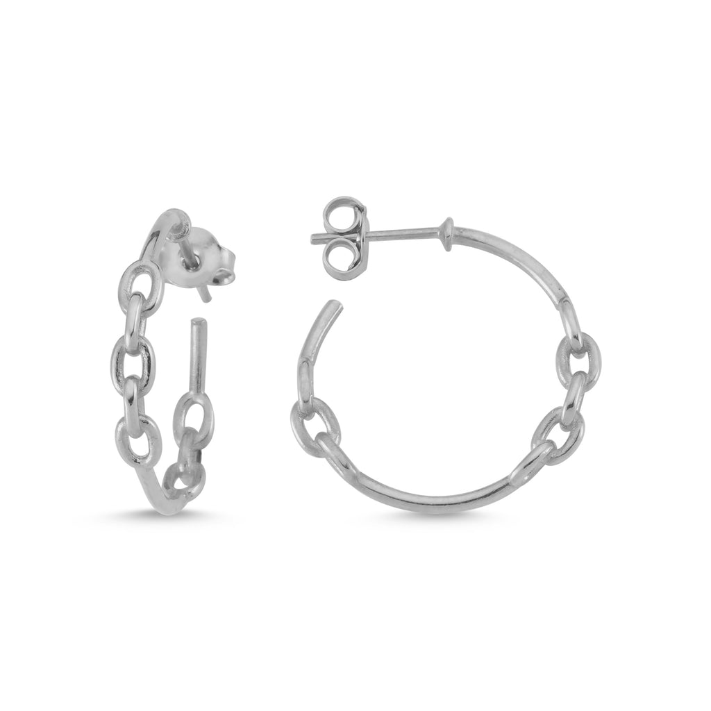 New Trend Chain Hoop Earring  925 Sterling Silver  Wholesale Fashionable Turkish Jewelry