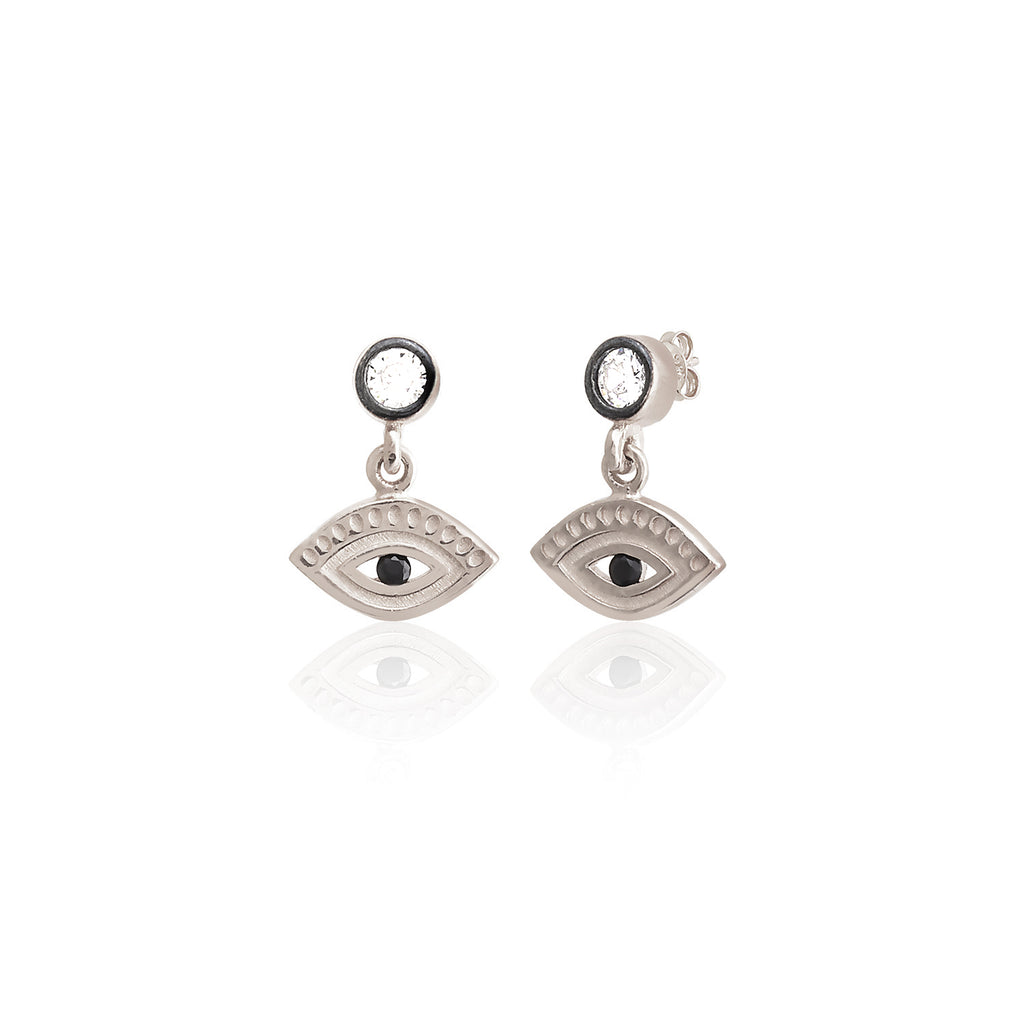 Best Quality Black Zirconium Evil Eye New Trends Fashionable 925 Sterling Silver  Wholesale Turkish Jewelry Earring