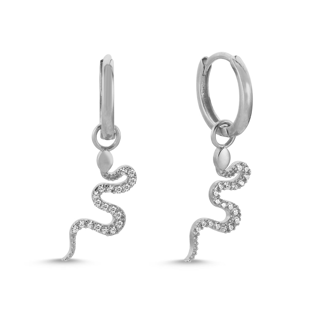 New Trend Zirconium Snake Dangle Earring  925 Sterling Silver   Wholesale Fashionable Turkish Jewelry