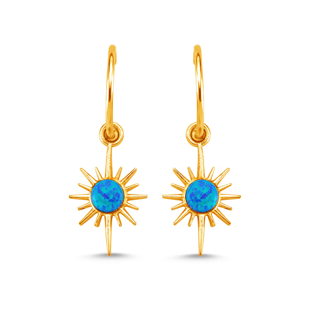 New Trend Blue Opal Northstar Dangle Earring  925 Sterling Silver Wholesale Fashionable Turkish Jewelr