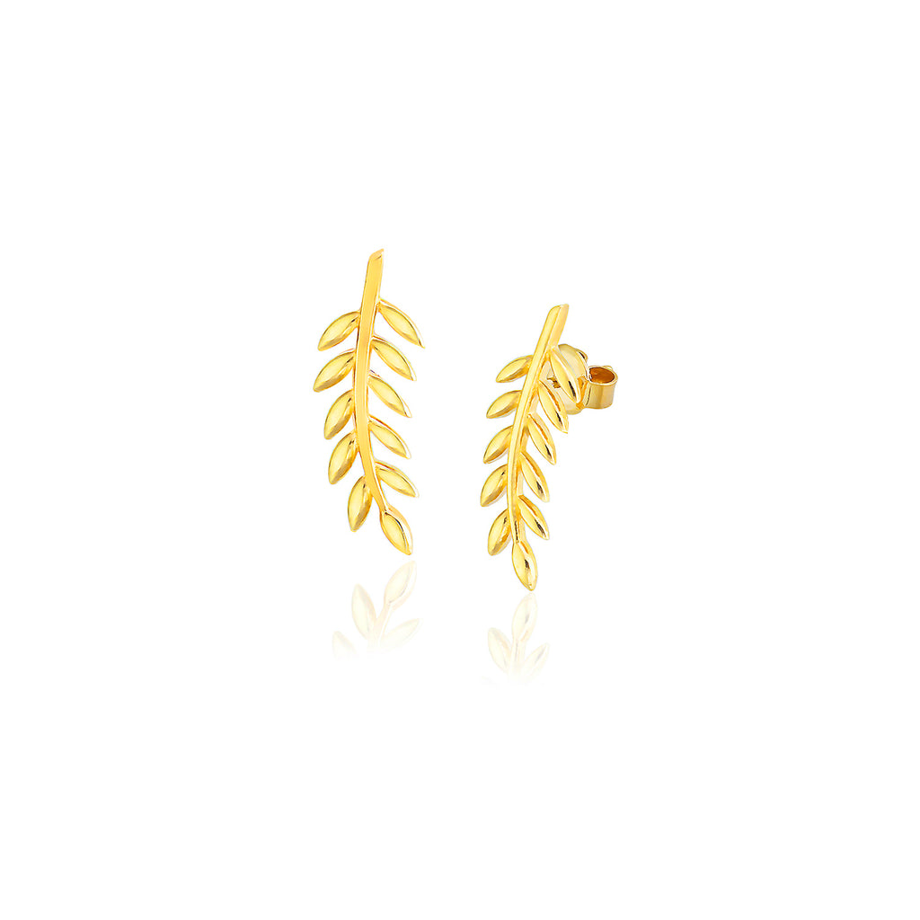 Best Quality Custom Design New Trends Leaf Earring 925 Sterling Silver 18K Gold Plating Wholesale Turkish Jewelry