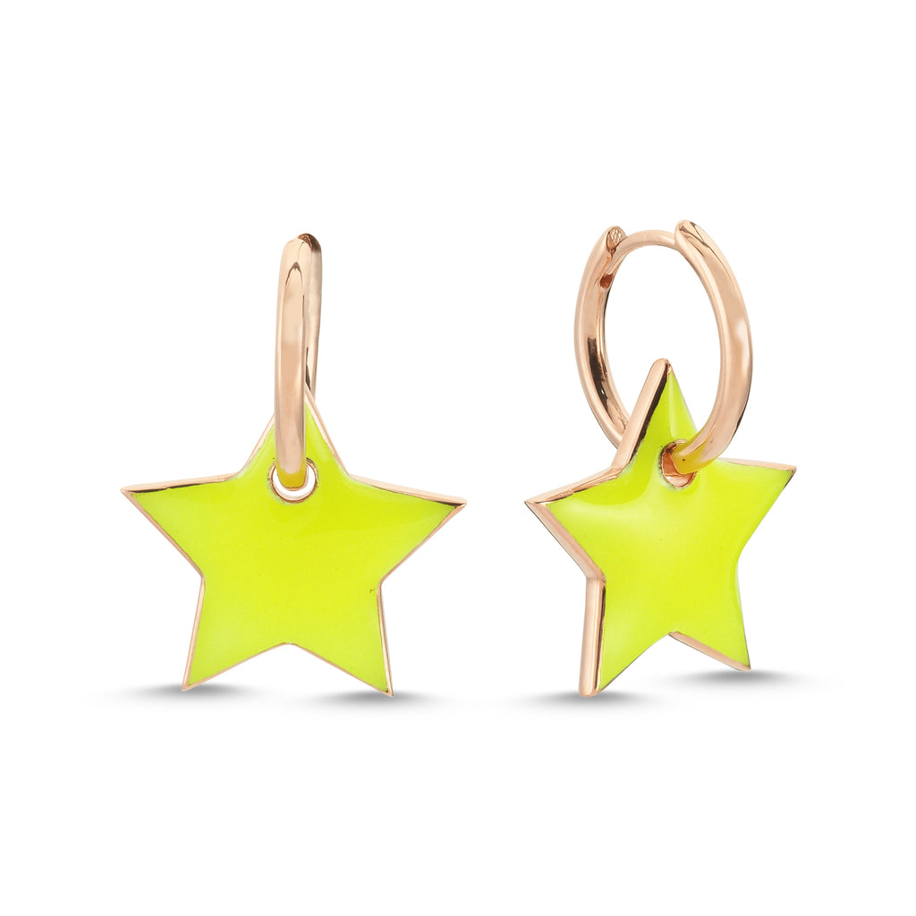 New Trend Neon Yellow Star Dangle Earring 925 Sterling Silver Wholesale Fashionable Turkish Jewelry