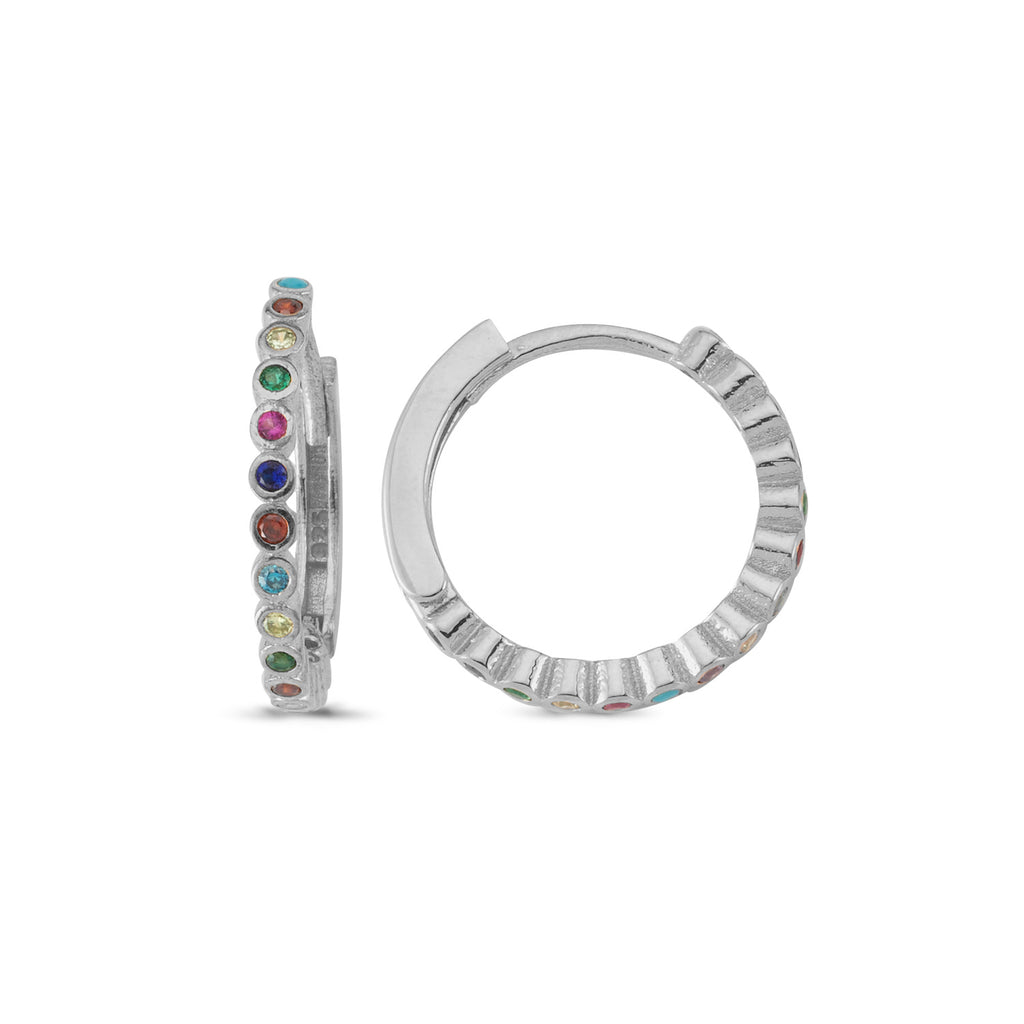 Colorful Zirconia Hoop Trendy Earring 925 Sterling Silver  Wholesale Turkish Jewelry