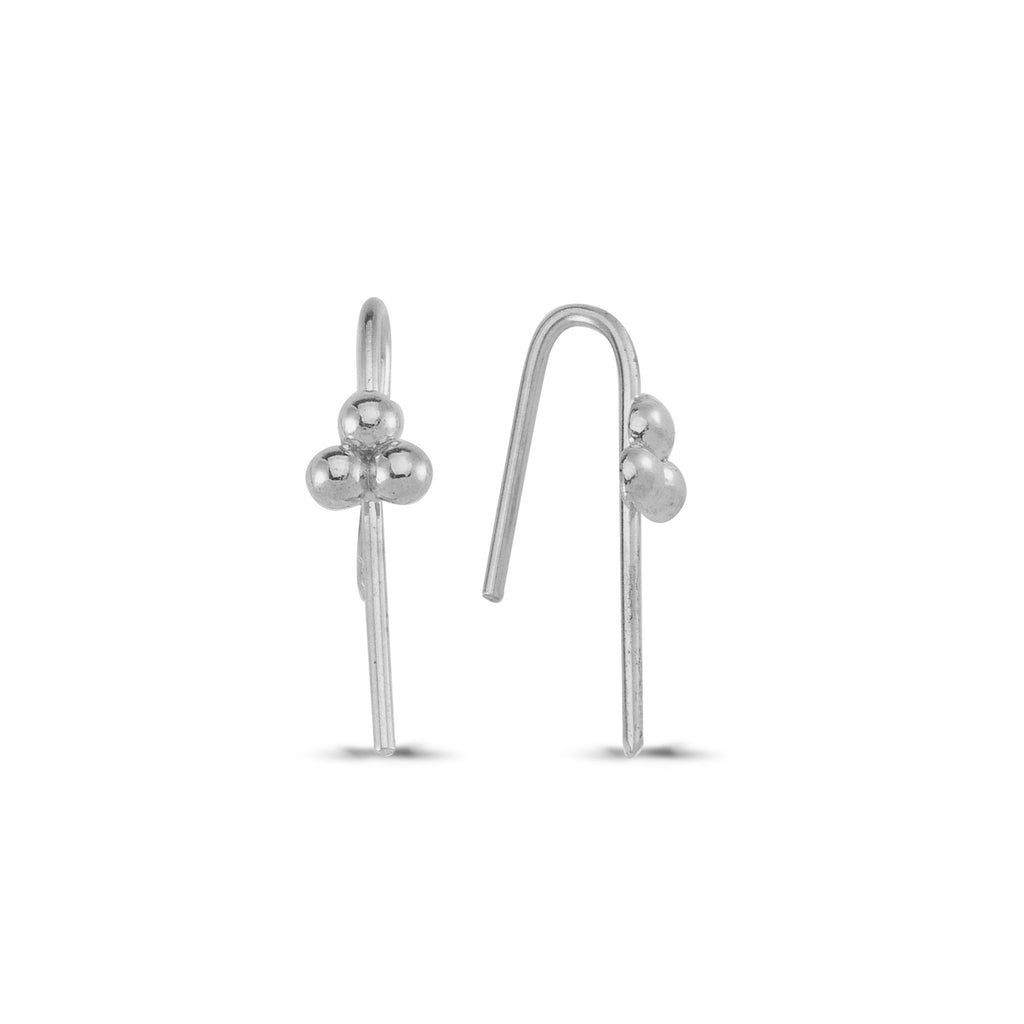 Three Ball Hook Earring 925 Sterling Silver Wholesale Fashionable Turkish Jewelry