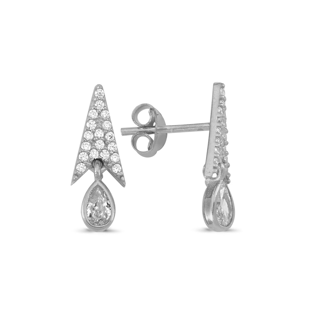 Arrow and Drop Cubic Zirconium Trendy Earring Wholesale 925 Sterling Silver Turkish Jewelry