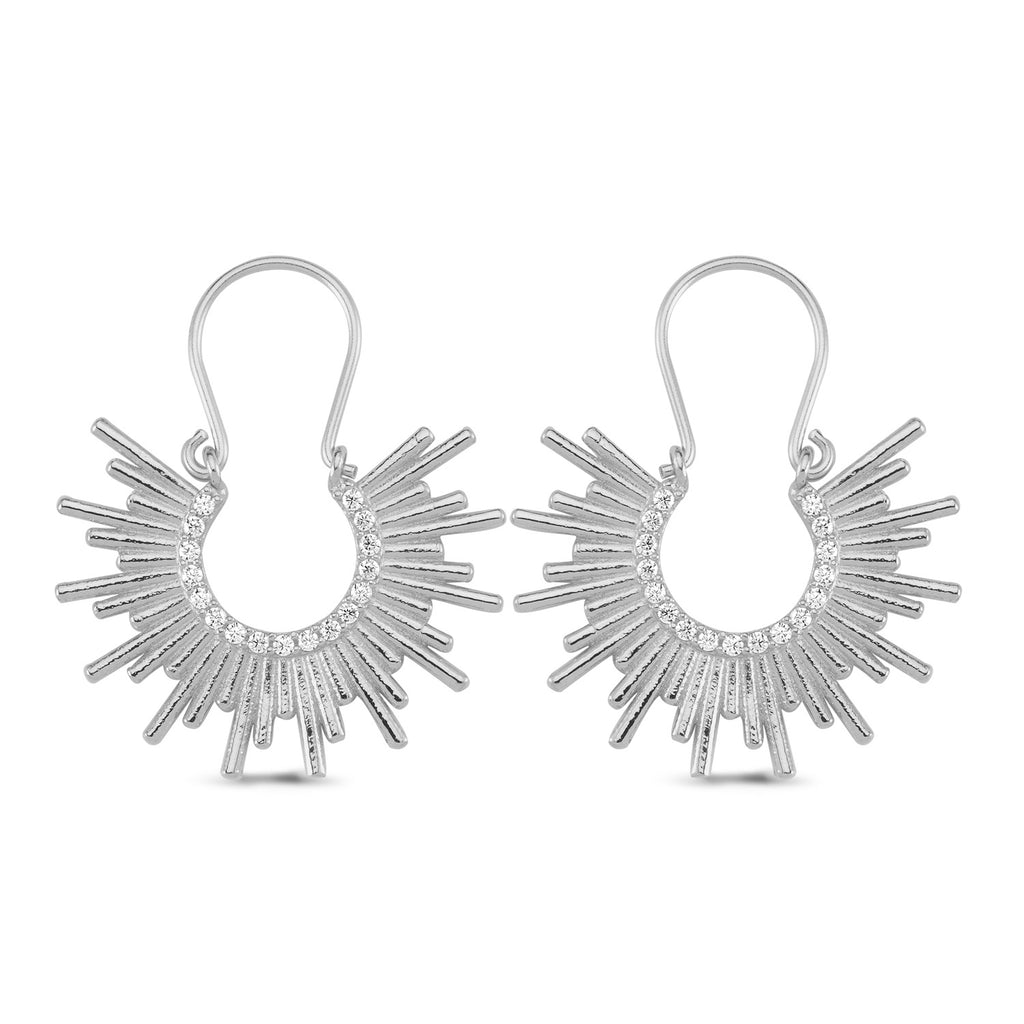 Zirconia Fringed Trendy Earring Wholesale 925 Sterling Silver  Fashionable Turkish Jewelry